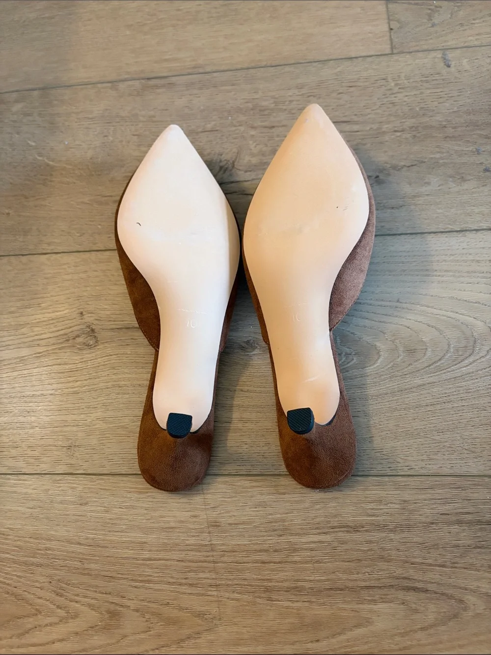 Riccio Tan Suede Pointed Espadrille Mule with Buckle Accent